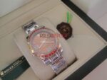 Rolex replica pearlmaster acciaio yellow orange orologio replica copia imitazione 4us266 - immagine 3