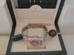 Rolex replica pearlmaster acciaio yellow orange orologio replica copia imitazione 4us266 - immagine 4