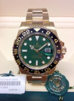 Rolex replica GMT master II full oro green dial orologio replica copia imitazione 4us495 - immagine 7