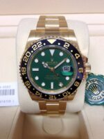 Rolex replica GMT master II full oro green dial orologio replica copia imitazione 4us495 - immagine 6