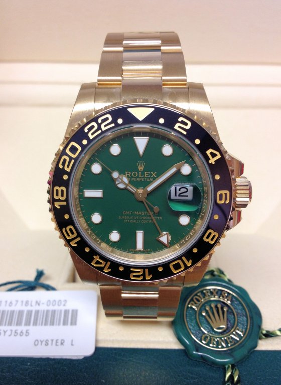 virtuemart_product_Rolex-replica-GMT-Master-II-116718LN-Yellow-Gold5 Rolex replica GMT master II full oro green dial orologio replica copia imitazione 4us495 - immagine 1