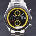 Tag-Heuer  carrera chrono acciaio black yellow dial replica orologio replica copia 4us625