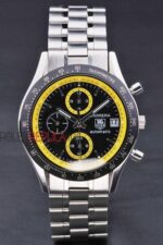 Tag-Heuer  carrera chrono acciaio black yellow dial replica orologio replica copia 4us625