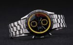 Tag-Heuer  carrera chrono acciaio black yellow dial replica orologio replica copia 4us625 - immagine 4