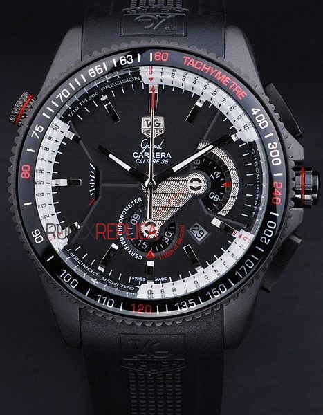 virtuemart_product_2427rolex-replica-orologi-copia-imitazione-rolex-omega Tag-Heuer gran carrera calibre 37 chrono pro-hunter black dial strip rubber-b replica orologio replica copia 4us618 - immagine 1
