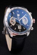 Tag-Heuer gran carrera calibre 17 chrono black dial strip leather replica orologio replica copia 4us617 - immagine 3