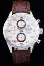 Tag-Heuer gran carrera calibre 16 chrono white dial strip leather replica orologio replica copia 4us608 - immagine 3