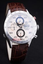 Tag-Heuer gran carrera calibre 16 chrono white dial strip leather replica orologio replica copia 4us608 - immagine 4