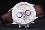 Tag-Heuer gran carrera calibre 16 chrono white dial strip leather replica orologio replica copia 4us608 - immagine 5