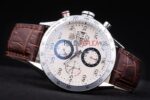 Tag-Heuer gran carrera calibre 16 chrono white dial strip leather replica orologio replica copia 4us608 - immagine 6