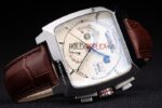 Tag-Heuer gran carrera monaco chrono argentèè strip leather replica orologio replica copia 4us613 - immagine 5