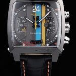 Tag-Heuer gran carrera monaco calibre 38 skeletron gulf chrono strip leather replica orologio replica copia 4us616
