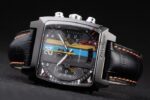 Tag-Heuer gran carrera monaco calibre 38 skeletron gulf chrono strip leather replica orologio replica copia 4us616 - immagine 6