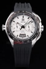 Tag-Heuer carrera SLR chrono replica white dial strip rubber-b orologio replica copia 4us606 - immagine 4