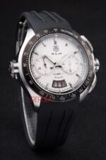 Tag-Heuer carrera SLR chrono replica white dial strip rubber-b orologio replica copia 4us606 - immagine 3