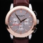 Patek Philippe replica chrono rose gold strip leather orologio replica copia 4us594