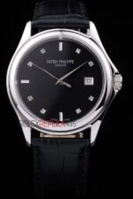 Patek Philippe replica acciaio black dial strip leather M026 orologio replica copia 4us595 - immagine 3