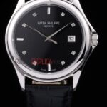 Patek Philippe replica acciaio black dial strip leather M026 orologio replica copia 4us595