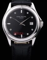 Patek Philippe replica acciaio black dial strip leather M026 orologio replica copia 4us595