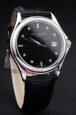 Patek Philippe replica acciaio black dial strip leather M026 orologio replica copia 4us595 - immagine 4