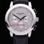 Patek Philippe replica chrono acciaio black dial strip leather orologio replica copia 4us596