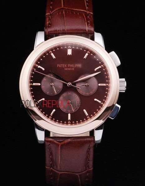 virtuemart_product_5910rolex-replica-orologi-copia-imitazione-rolex-omega Patek Philippe replica chrono rose gold brown strip leather orologio replica copia 4us597 - immagine 1