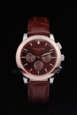 Patek Philippe replica chrono rose gold brown strip leather orologio replica copia 4us597 - immagine 4