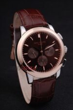 Patek Philippe replica chrono rose gold brown strip leather orologio replica copia 4us597 - immagine 5