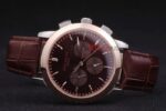 Patek Philippe replica chrono rose gold brown strip leather orologio replica copia 4us597 - immagine 6