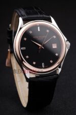 Patek Philippe replica acciaio rose gold black dial strip leather M026 orologio replica copia 4us598 - immagine 3