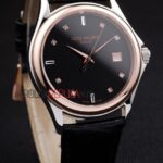 Patek Philippe replica acciaio rose gold black dial strip leather M026 orologio replica copia 4us598