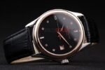 Patek Philippe replica acciaio rose gold black dial strip leather M026 orologio replica copia 4us598 - immagine 5