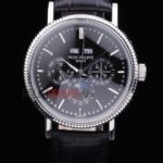 Patek Philippe replica chrono acciaio black dial strip leather orologio replica copia 4us600