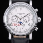 Patek Philippe replica chrono acciaio white dial strip leather orologio replica copia 4us601