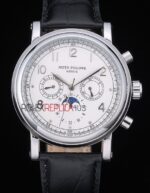 Patek Philippe replica chrono acciaio white dial strip leather orologio replica copia 4us601