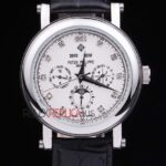 Patek Philippe replica chrono acciaio argentèè dial strip leather orologio replica copia 4us602