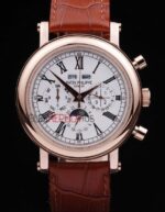 Patek Philippe replica chrono rose gold strip leather brown orologio replica copia 4us603
