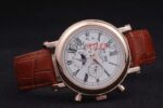 Patek Philippe replica chrono rose gold strip leather brown orologio replica copia 4us603 - immagine 6