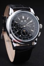 Patek Philippe replica chrono acciaio black dial orologio replica copia 4us604 - immagine 3