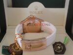 Rolex replica yacht master l rose gold strip rubber bay max white dial orologio replica copia 4us529 - immagine 12