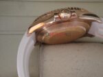 Rolex replica yacht master l rose gold strip rubber bay max white dial orologio replica copia 4us529 - immagine 13