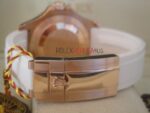 Rolex replica yacht master l rose gold strip rubber bay max white dial orologio replica copia 4us529 - immagine 14