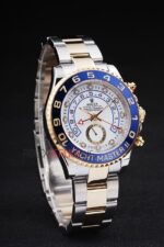 Rolex replica yacht master ll acciaio oro ceramichon blue bezel orologio replica copia 4us534 - immagine 4