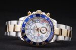 Rolex replica yacht master ll acciaio oro ceramichon blue bezel orologio replica copia 4us534 - immagine 5