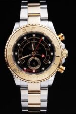 Rolex replica yacht master ll acciaio oro black dial orologio replica copia 4us536 - immagine 3
