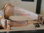 Rolex replica yacht master l rose gold strip rubber bay max white dial orologio replica copia 4us529 - immagine 15