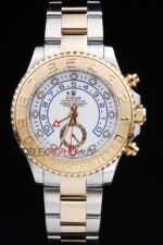 Rolex replica yacht master ll acciaio oro white dial orologio replica copia 4us538 - immagine 3