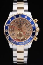 Rolex replica yacht master ll acciaio oro gold dial orologio replica copia 4us539 - immagine 3