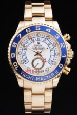 Rolex replica yacht master ll oro blue bezel orologio replica copia 4us540 - immagine 3