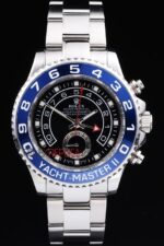 Rolex replica yacht master ll platinum blu bezel black dial orologio replica copia 4us543 - immagine 3